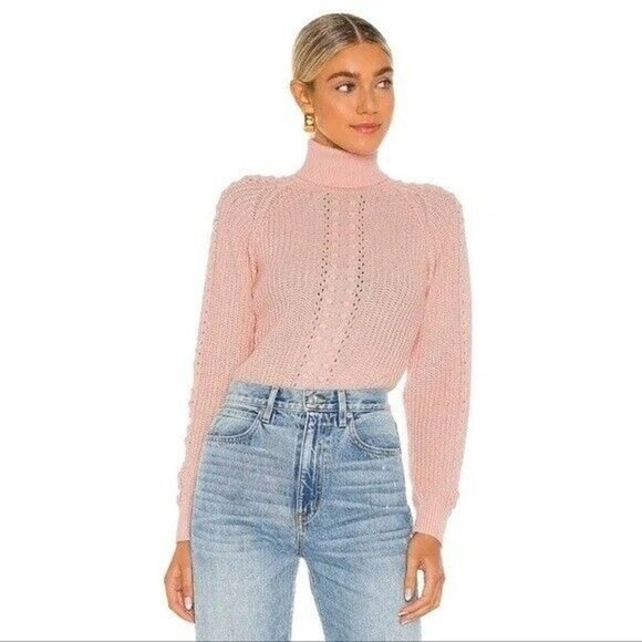 Only Hearts Revolve Bubble Gum Pink Turtleneck Knit Bodysuit in Tender Size L - Picture 1 of 15
